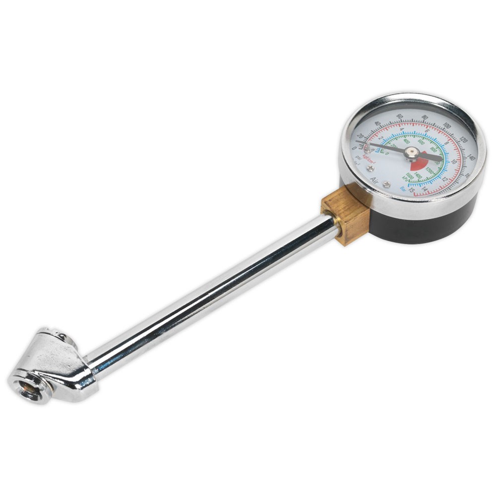 Sealey Twin Connector Tyre Pressure Gauge 0-220psi