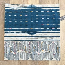 Rizzy Home Hand Stitched Teal Pillow Cover Cotton 22” Square French Knots New