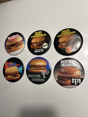McDonald s Restaurant Bacon Double Hamburger Pricing 6 Employee Button Lot