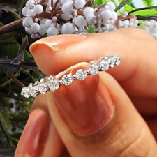 2.20ctw Round Cut Moissanite Wedding Eternity Band for Her 14K White Gold Plated