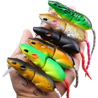 Bass Lunker Lure Pike Wake Bait Multi Jointed Topwater Rat Mouse Fishing Lure