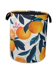 Laundry Basket Collapsible Laundry Hamper with Handle, Oxford Lemon Floral