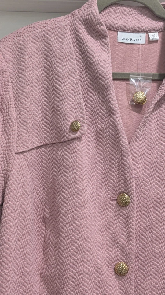 NWOT Joan Rivers Women's 3XL Blazer Gold Button Soft Weave Business Professional - Image 4 of 4