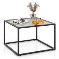 Tempered Glass Top Coffee Table Home Square Tea Table Accent Sofa Table