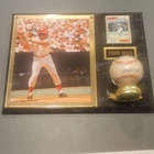 Johnny Bench Signed Baseball & Display Plaque w/ Photo, 1974 Topps Card