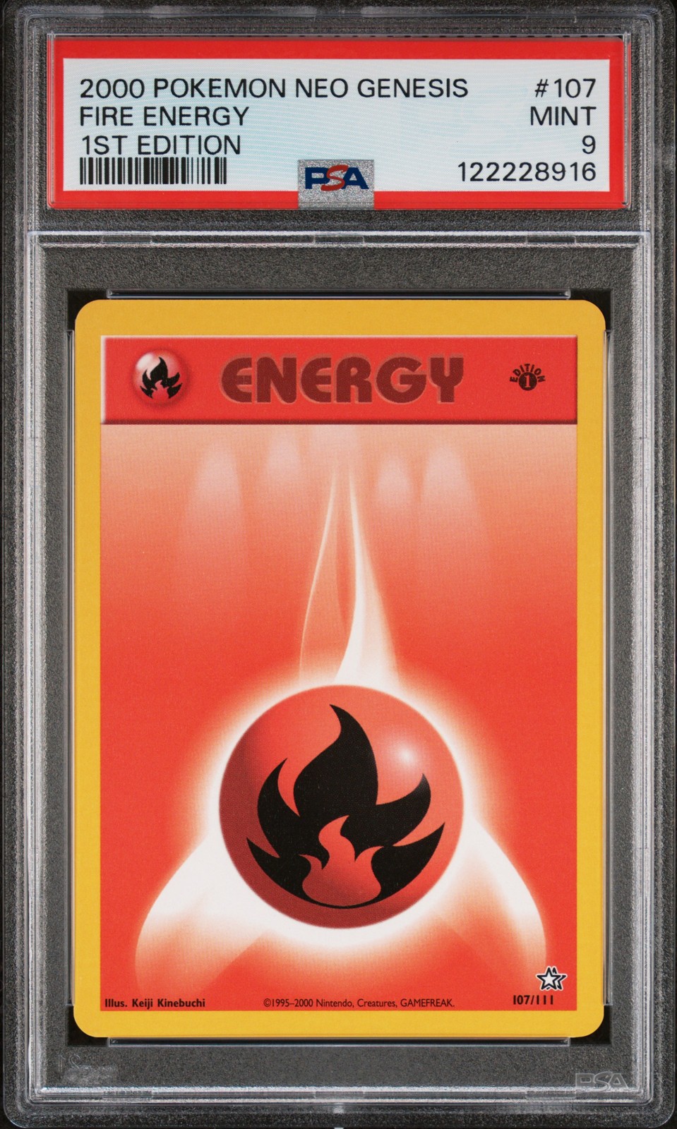 2000 POKEMON NEO GENESIS 1ST ED #107 FIRE ENERGY PSA 9
