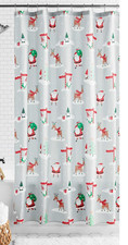 Holiday Collection Fabric Shower Curtain Santa  Reindeer 72 in x 72 in