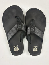 Yellow Box Women Size 9.5 Flip Flips Black Scale Snakeskin Foam Comfort Summer
