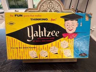Vintage 1956 Yahtzee Board Game By E.S. Lowe Co.  Set W/ Box Dice Scorepad & Chi