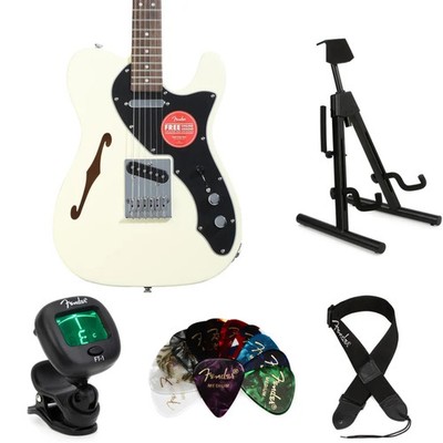 Squier Affinity Series Telecaster Thinline Electric Guitar Essentials Bundle -