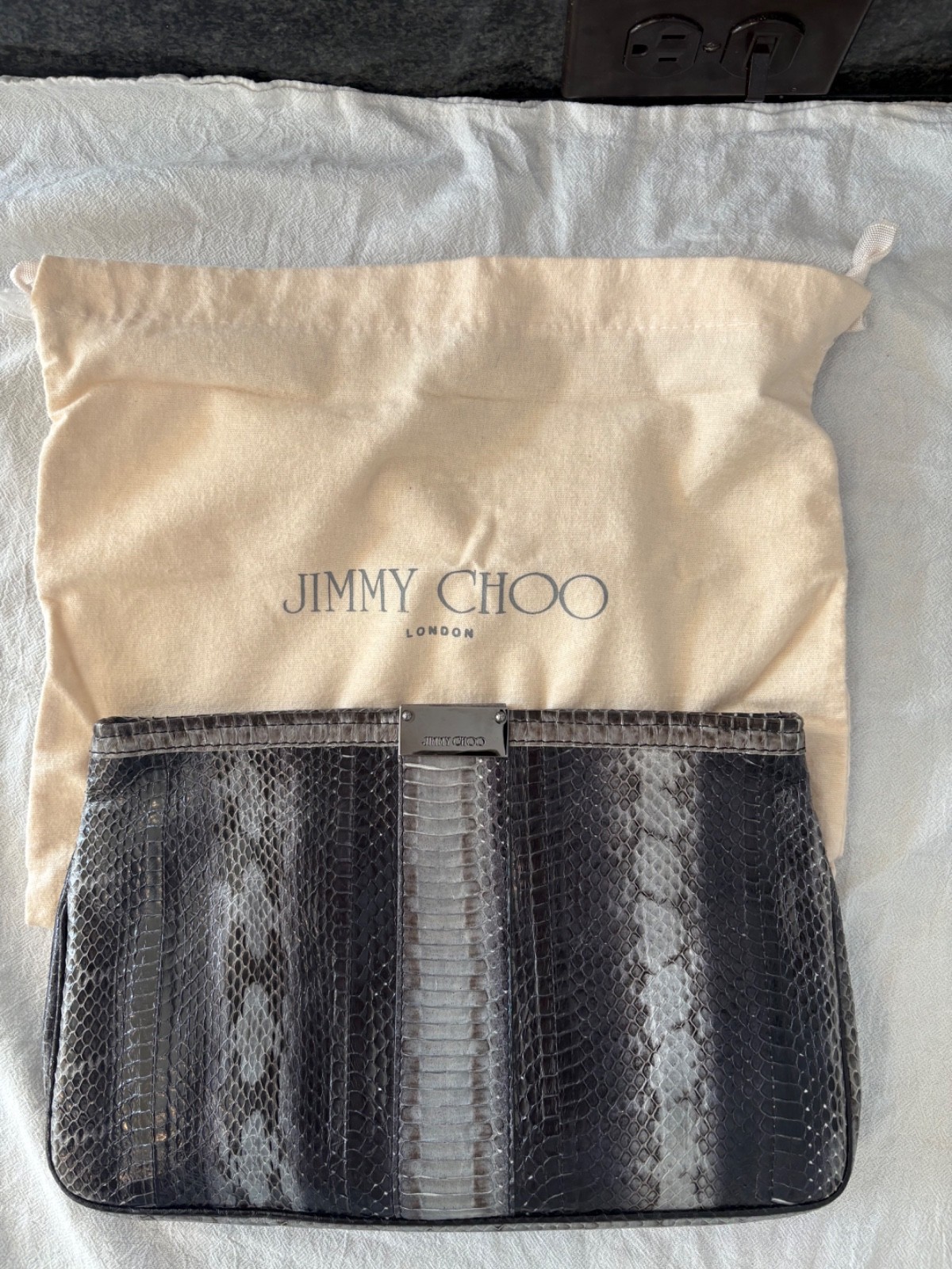 Jimmy Choo Python Zip Clutch - image 1