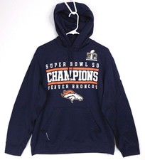 Nike Denver Broncos Super Bowl Champions 50 Hoodie Sweatshirt Mens Medium Champs