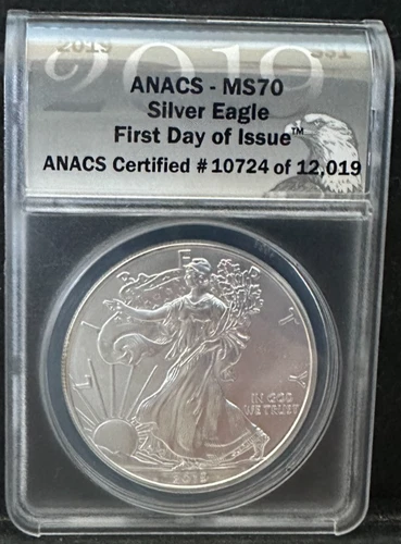 2019 Silver Eagle FIRST DAY ISSUE ANACS MS70