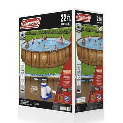 #ad Coleman Power Steel 22 ft Round Metal Frame Above Ground Pool Set with $598.00