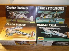 GLADIATOR,FLYCATCHER,FURY,AND BULLDOG FIGHTERS 1/48TH  SCALE FIGHTERS LOT