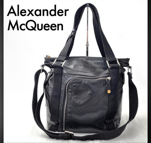 Alexander McQueen Shoulder Bag Authentic Black Leather Used From Japan