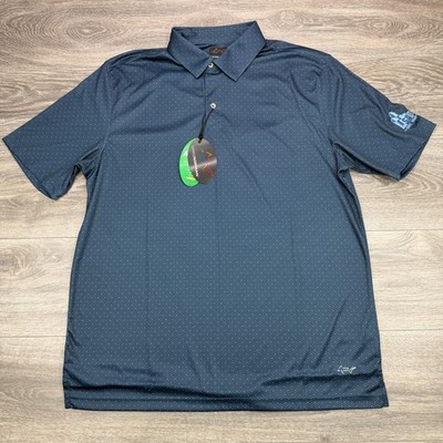 Greg Norman ML75 Polo Large Blue Shark Fin All Over Print AOP Performance Preppy