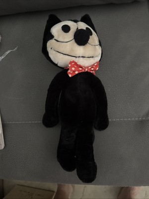 VGC Vintage 1982 Felix The Cat Red White Polka Dots Bowtie Plush Stuffed Toy 16