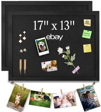 Framed Wall-Mounted Black Felt Pin Boards, Rectangle Contemporary 17x13"
