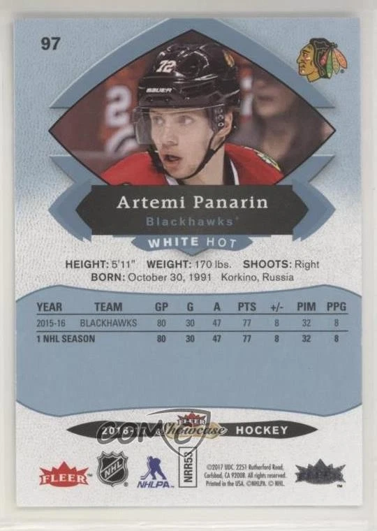 2016-17 Upper Deck Fleer Showcase White Hot /25 Artemi Panarin #97 - Image 2 of 2