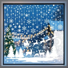 209 Pcs Christmas Window Clings - 9 Sheets White Snowflake Christmas Trees Wi...
