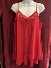 Delicates Red Embroidered Nightie Chemise Gown Size L
