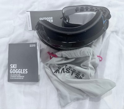 OutdoorMaster Ski Goggles OTG Black w/ REVO Silver Lens VLT 10% New in Pouch