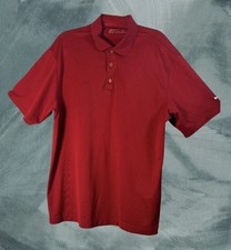 Nike Golf Mens Red Polo Size XL Dri-Fit Logo Short Button Collar Soft