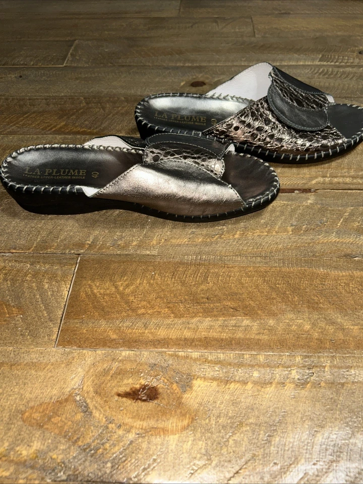 Sandalia Paola para mujer La Plume plantilla deslizable de cuero anti golpes talla 40 talla 9 EE. UU. Foto 3 de 4