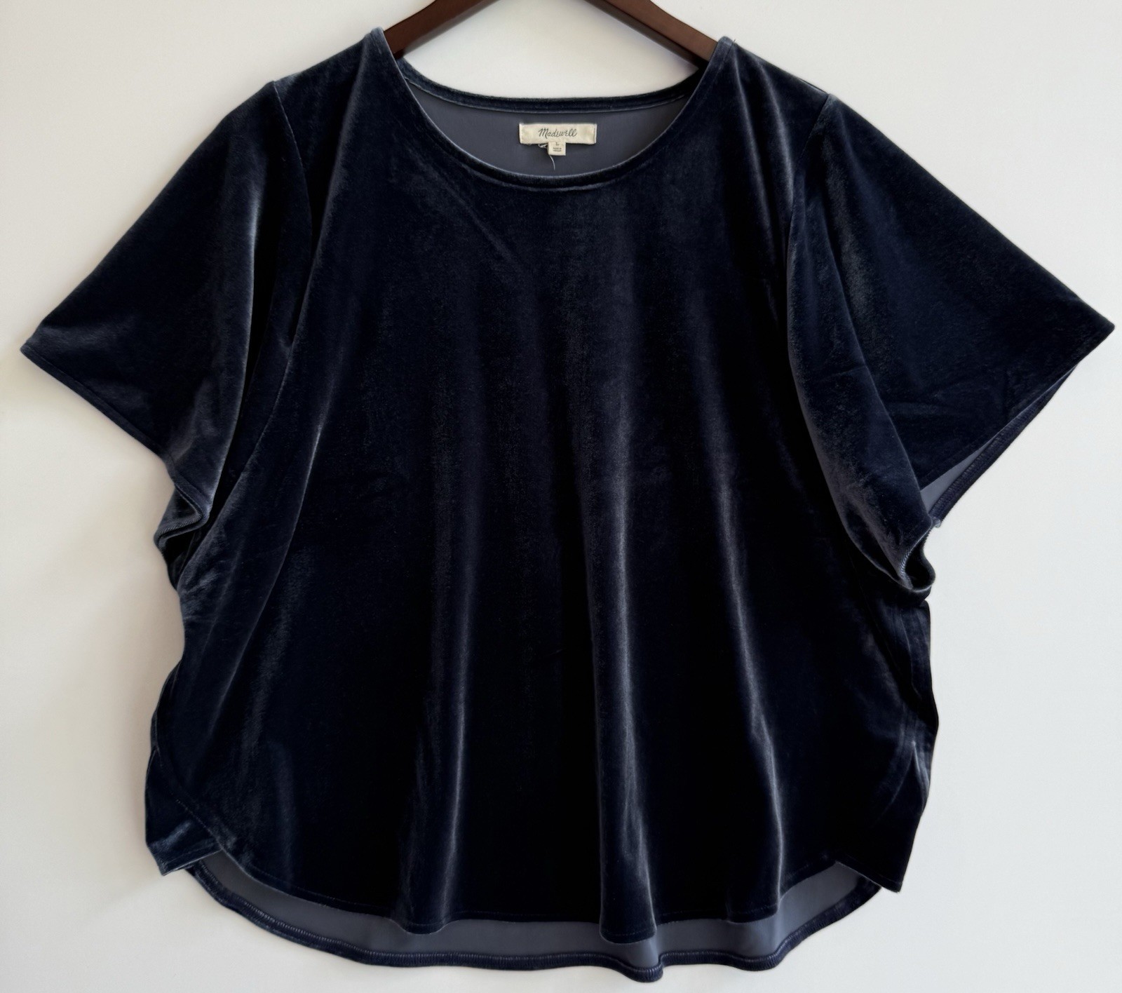 Madewell Women’s L Velvet Butterfly Top Blouse Shirt Short Sleeve Velour #K4376
