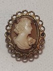 Vintage Cameo Collar Brooch Pin Gold Tone Beautiful Mini Cameo .75 — photo 3