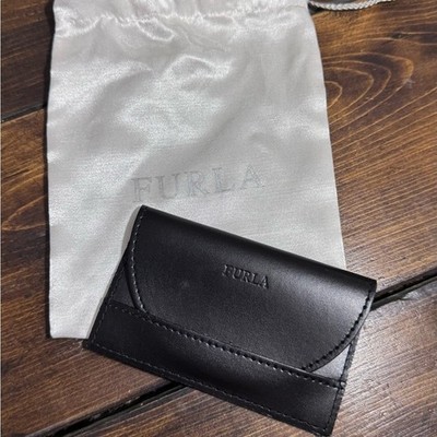 Furla Black Leather Card Case Holder Brand New Never Used