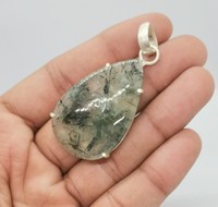 Moos Achat AnhäNger Edelstein Handarbeit 925 Sterling Silber AnhäNger Schmuck
