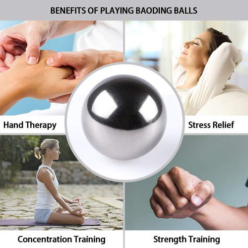 MDLUU Stainless Steel Baoding Balls, 1.57 Inches Non - Chime Hand Massage Balls - Picture 6 of 6