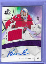 2020-21 SP GAME USED VITEK VANECEK RC AUTO /65 PURPLE AUTOGRAPH JERSEY  RARE