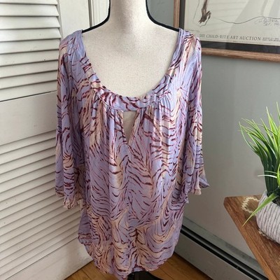 Ulf Andersson Tunic Womens Medium Purple Sheer Abstract Artsy Lagenlook Resort