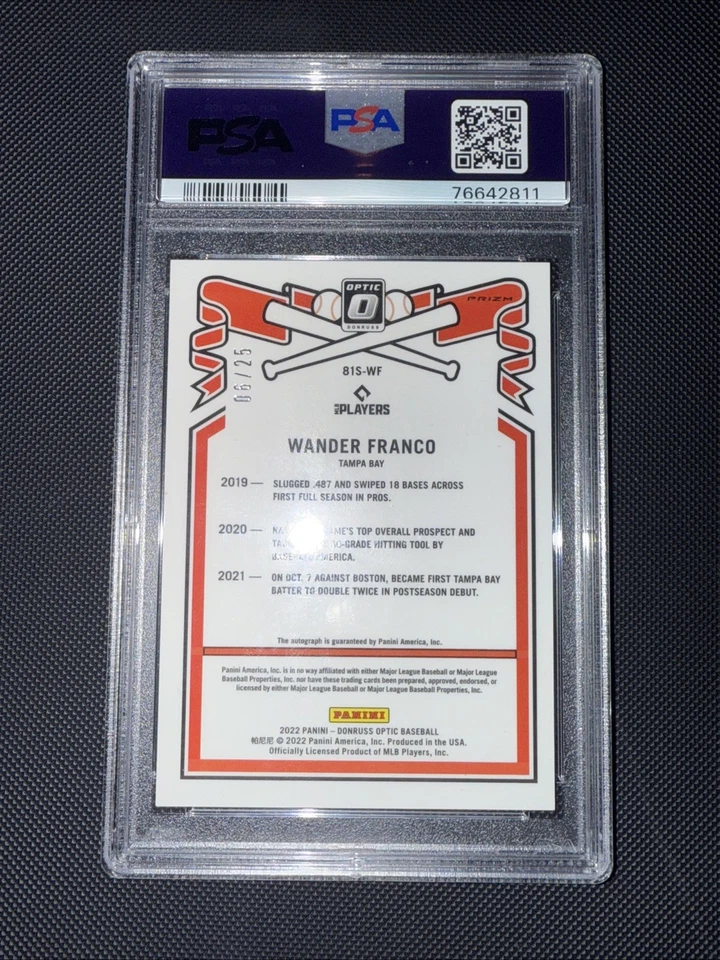 2022 Donruss Optic WANDER FRANCO Retro 81' Signature Green Stars /25 Auto PSA 9 - Image 2 of 2
