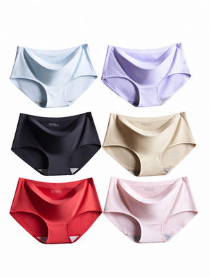 Nahtlose Damenhöschen mittlere Taille Damen Slips Eis Seide Unterwäsche 3/6 Packungen