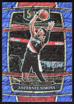 2021-22 2197A Panini Select Blue SHIMMER PRIZM Anfernee Simons Portland Trail