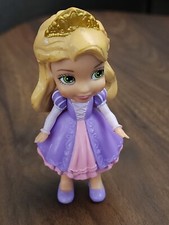 Disney Princess Mini RAPUNZEL Posable 3" Doll Figure Sparkle  Glitter Dress