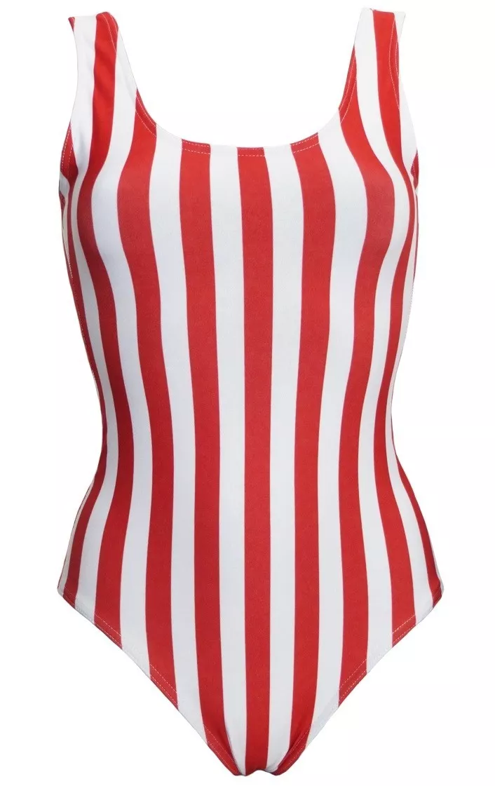 Vertical striped swimsuit sale