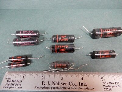 Sprague Red Logo Black Beauty Capacitors All Used Two .022uf 600V Tested as Show