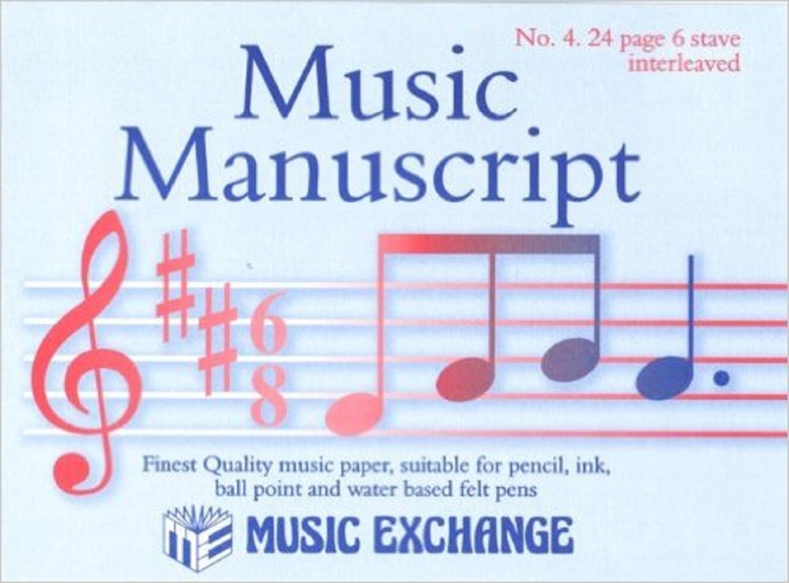 Music Manuscript Paper No 4 ~ 24 Page ~ 6 Stave Interleaved Theory Book!!