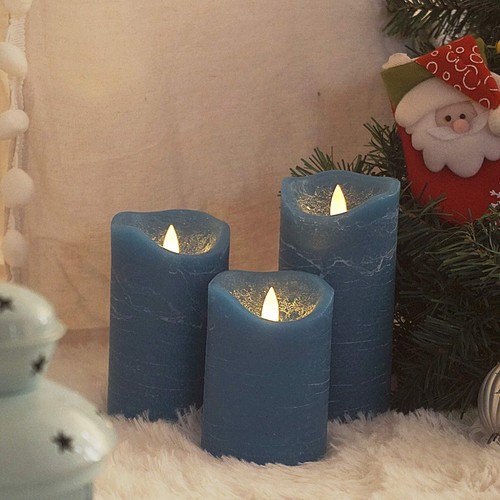 3 Pack Real Wax Flameless Candles Battery Operated LED Pillar Flickering Real... - Picture 4 of 6