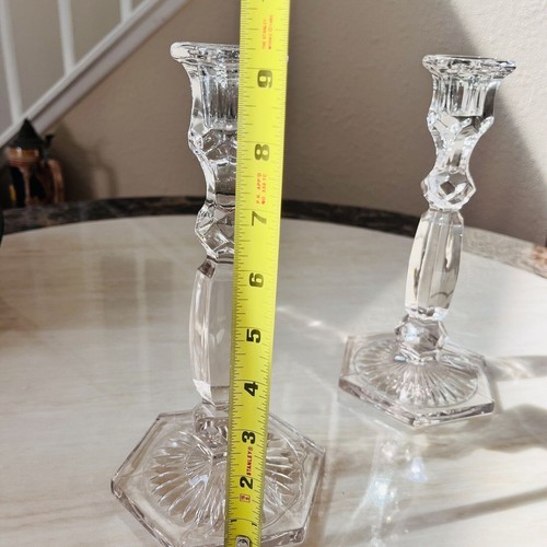 Pair of Vintage Glass Candlesticks Taper Candle Holders Clear 9.25”x4.25” - 第 6/7 張圖片