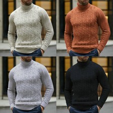 Knitted Pullover Sweater Winter Turtleneck Slim Long Sleeve Warm Men Jumper Tops