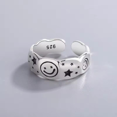 Damen Ring Smile Sterlingsilber 925 Größenveränderbare 48-56