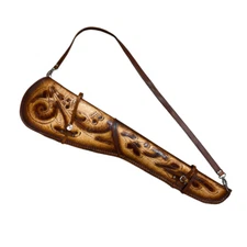 Leather Rifle Scabbard Shoulder Strap | Shotgun Case Holster | Long Gun Sleeve