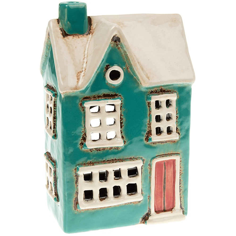 Shudehill Giftware Village Pottery Country House Tealight Holder - Teal 310761