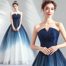 Elegant Off Shoulder Gradient Blue Evening Dresses Party Prom Cocktail Gown